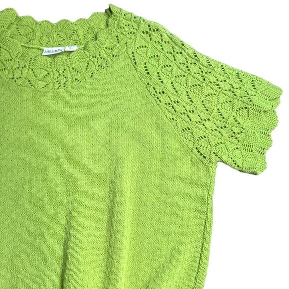 Vintage Short Sleeve Green Fairy Knit Top Size Large - Picture 6 of 8